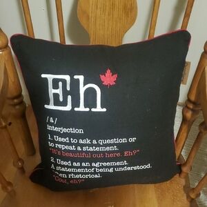 Black Pillow with 'Eh' Design